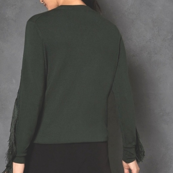 Ted Baker London Aniebal Dark Green Fringe Sweater Crew Neck Size 3 (6-8 US) - Picture 5 of 14